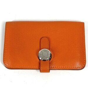 HERMES Serie Dogon logo Bifold card holder/pass case with key chain Card Case